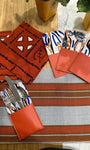 Set of 4 napkins and 4 placemats and 4 cutlery holders