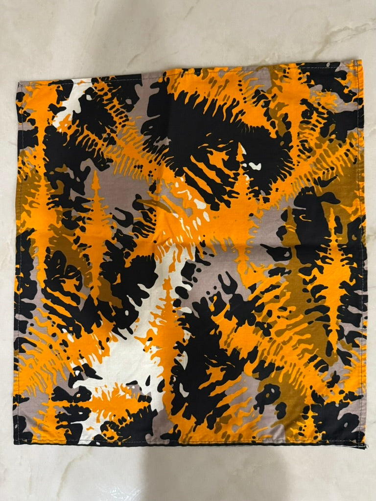 Yellow/Orange Black & White Napkins Sets of 4.