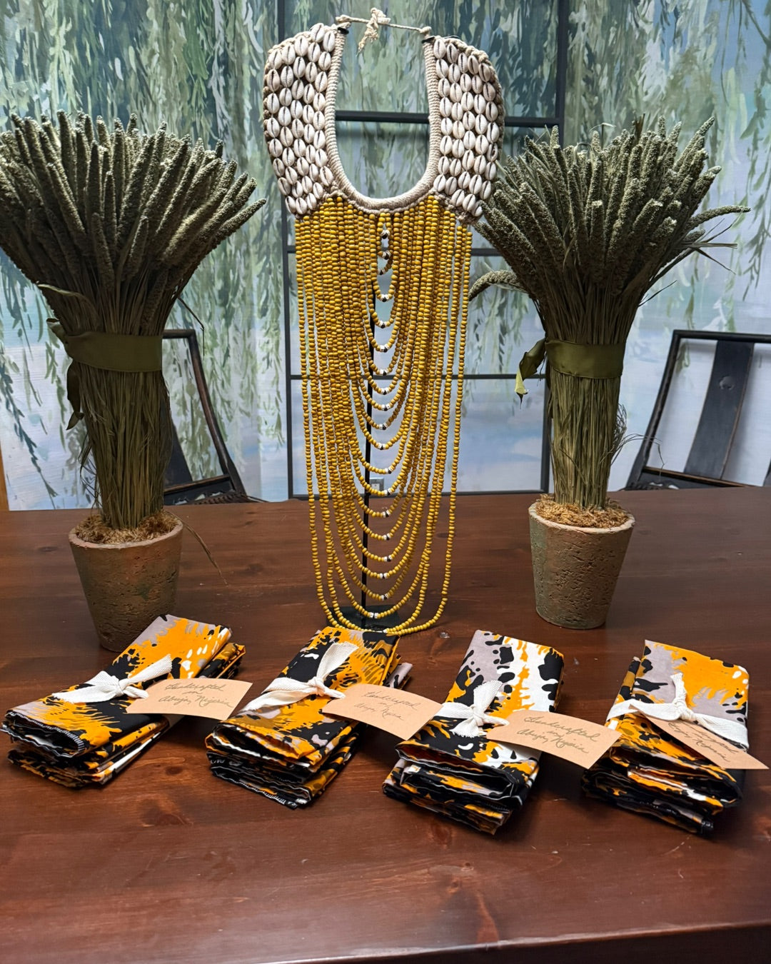 Yellow Tribal Necklace with Stand