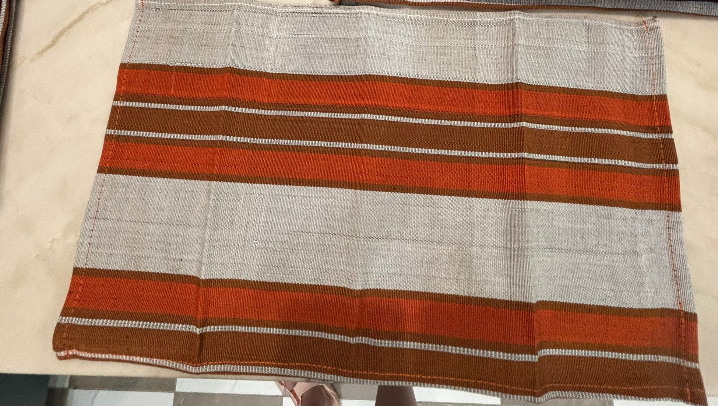 Orange Silver Placemats with Napkins and Cutlery Holders. Set of 4. Only 1 set remaining