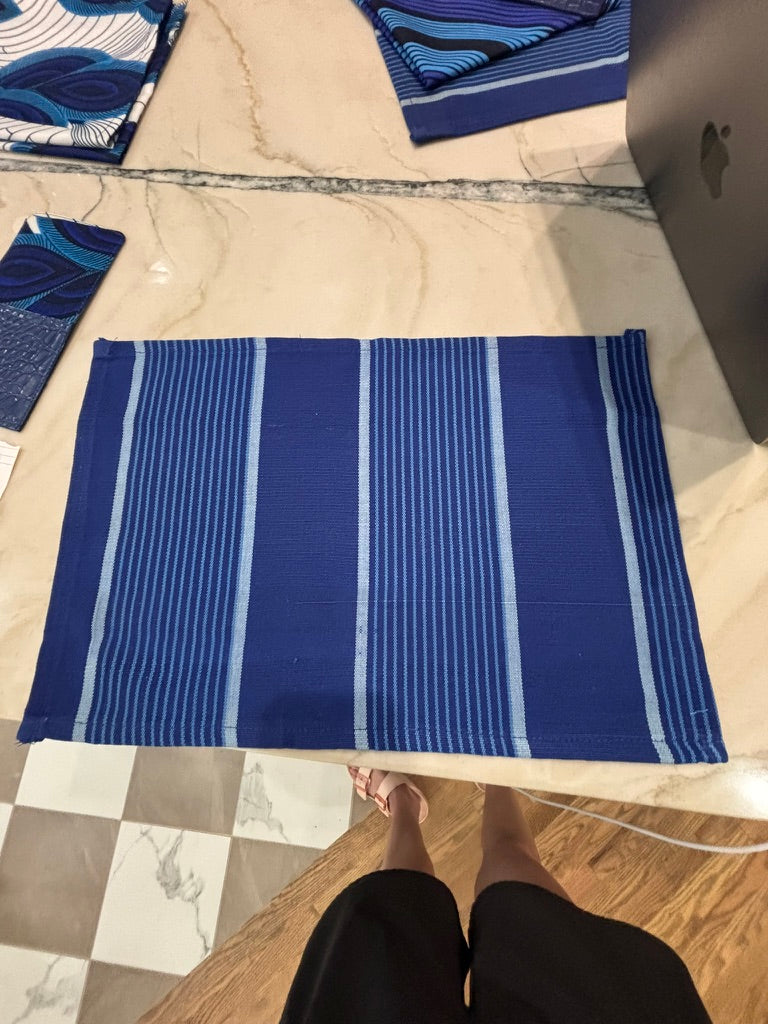 Blue Napkins + Placemats + Cutlery Holders. set of 4