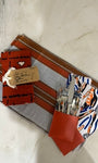 Orange Silver Placemats with Napkins and Cutlery Holders. Set of 4. Only 1 set remaining