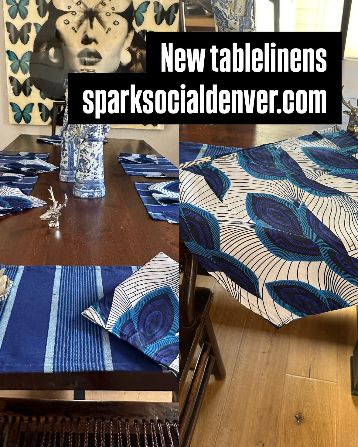 Blue Table Linens-Spark Social
