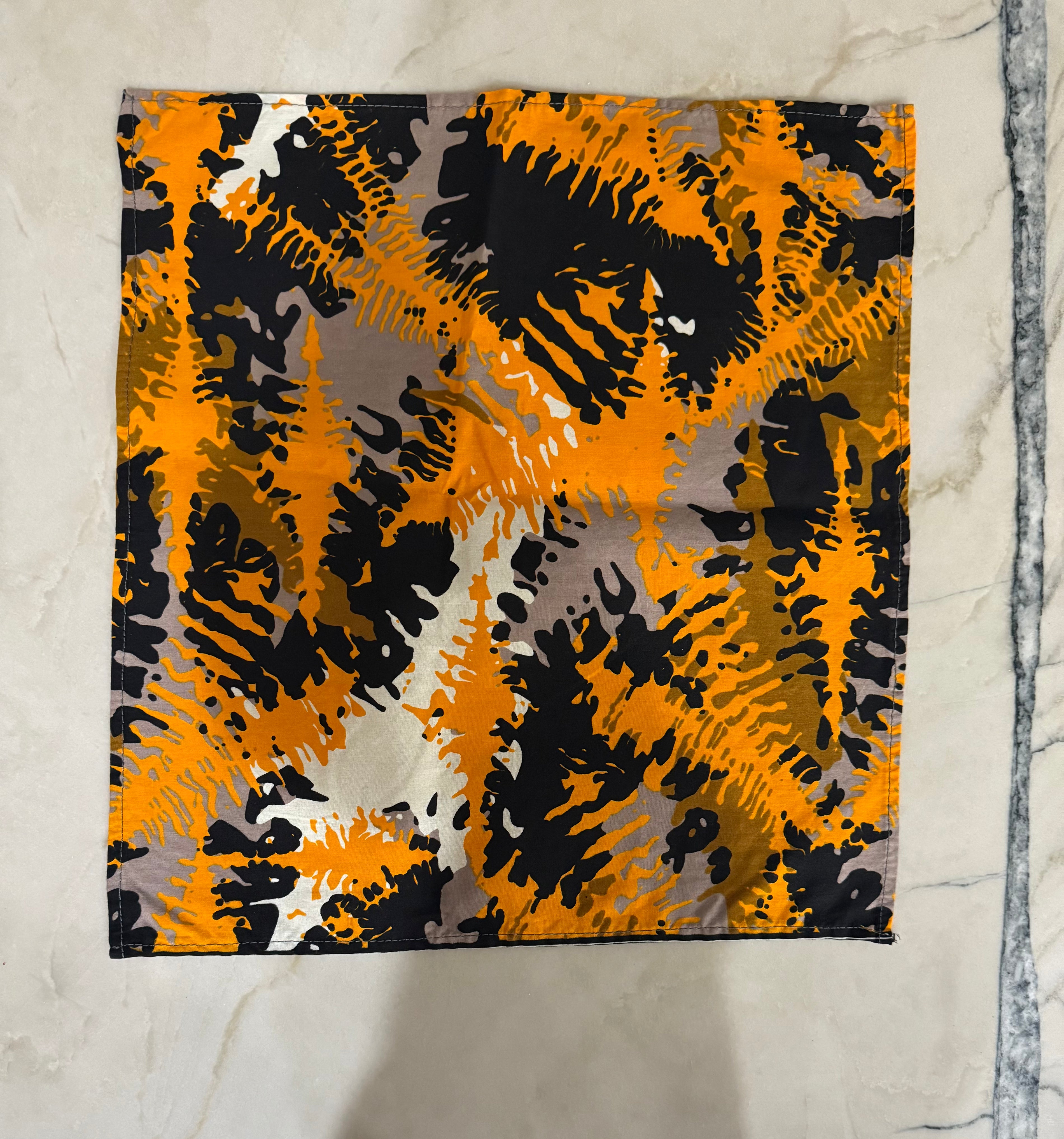 Yellow/Orange Black & White Napkins Sets of 4.