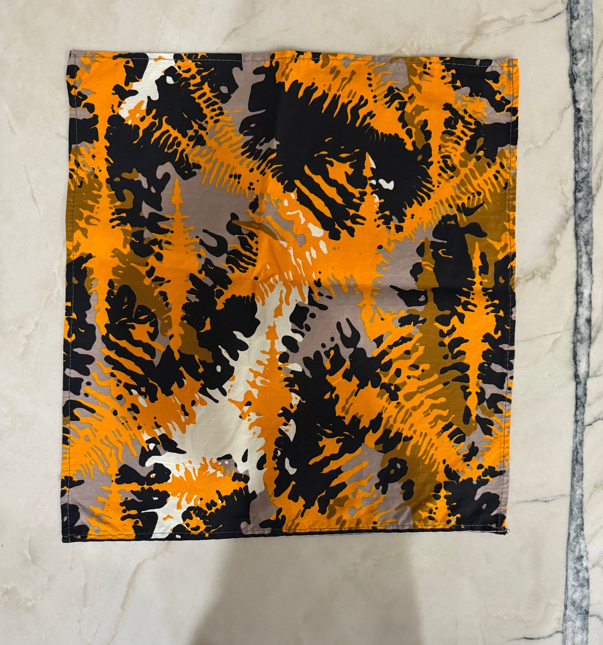 Yellow/Orange Black & White Napkins Sets of 4.