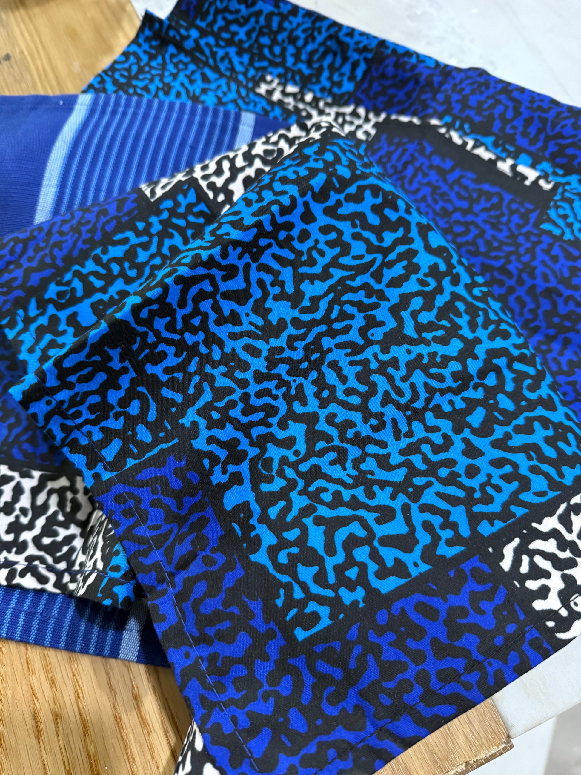Blue Black White Napkins. SET of 4