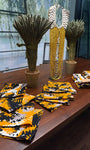 Yellow/Orange Black & White Napkins Sets of 4.