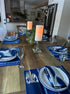 Nigerian Hand Crafted Blue/White Leaf Napkins W/ Matching Placemats & Cutlery Holders-Spark Social