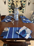 Nigerian Hand Crafted Blue/White Leaf Napkins W/ Matching Placemats & Cutlery Holders-Spark Social