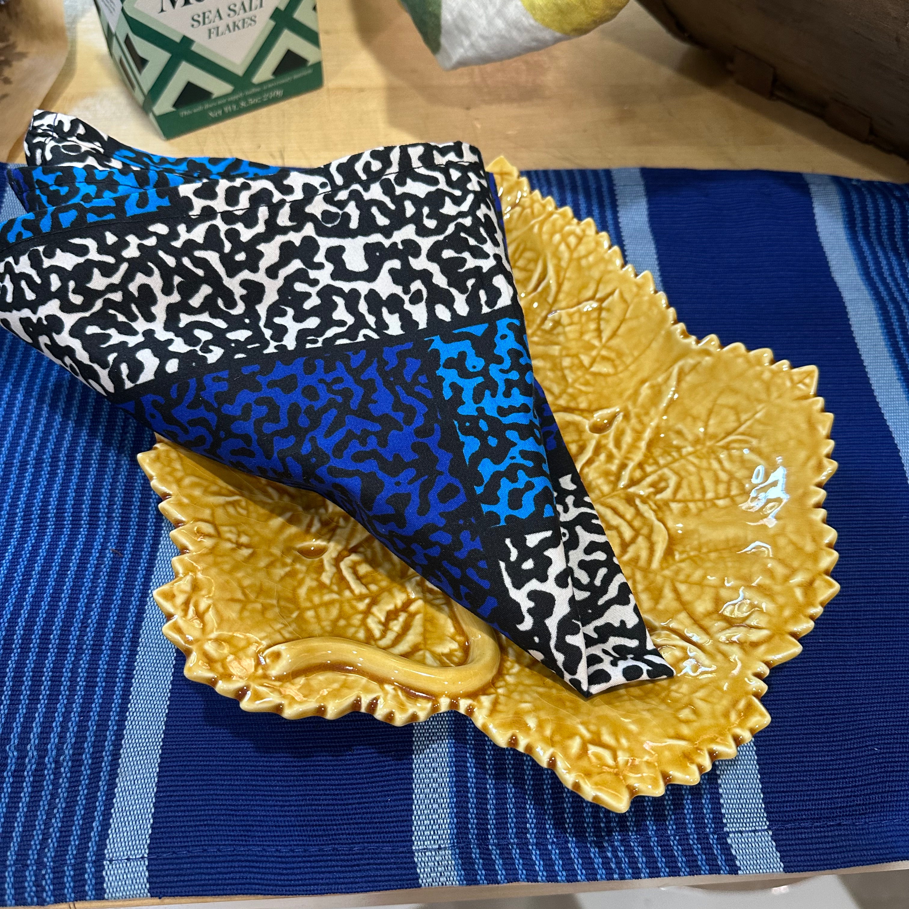 Blue Black White Napkins. SET of 4
