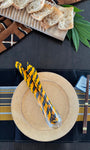 Nigerian hand-crafted Yellow Napkins w/ Black/Yellow Placemats SET-Spark Social