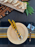Nigerian hand-crafted Yellow Napkins w/ Black/Yellow Placemats SET-Spark Social